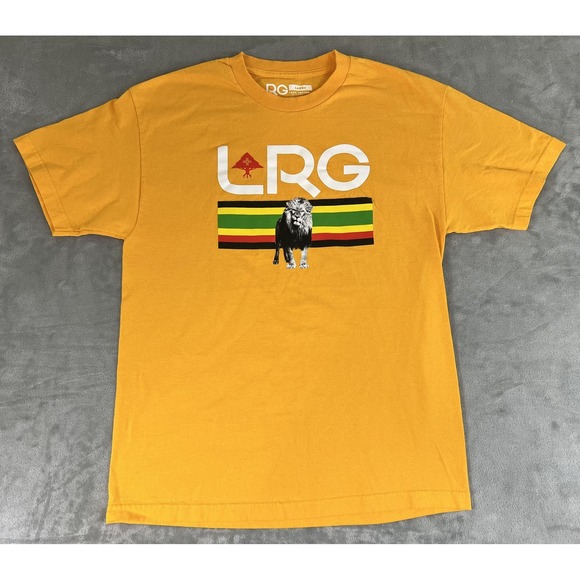 LRG Shirt Mens Large Yellow Lion Graphic Rasta Reggae Colors Streetwear Tee - Picture 1 of 4